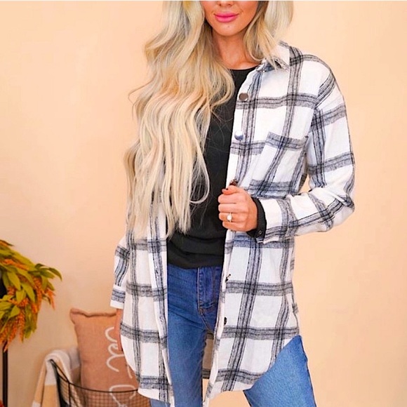 🆕🌿🩷MUNDEFEIS: NAVY/PINK Long Plaid Button Up Jacket SMALL - Picture 4 of 10